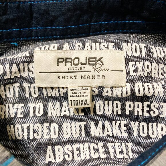 PROJEK RAW Plus-size men's blue grey black plaid shirt ~ 2X XXL short-sleeve top - Picture 2 of 13